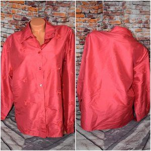 Silk Club XL 100% Silk Artwork Pocket Button Shirt